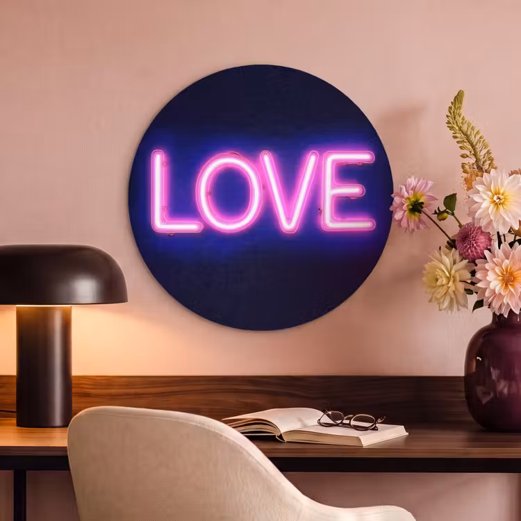Akoestisch schilderij rond - Neon - Love - Valentijn — 2