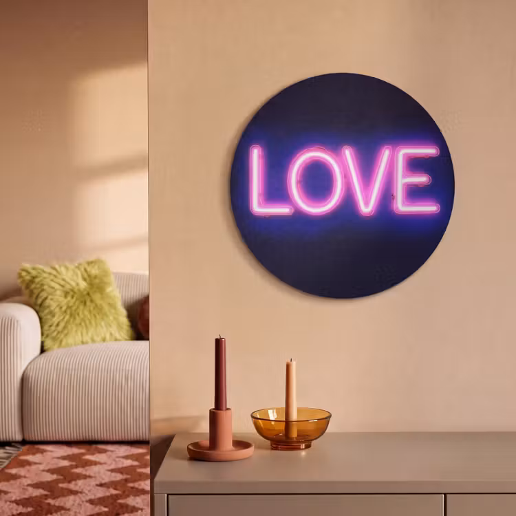 Akoestisch schilderij rond - Neon - Love - Valentijn — 3