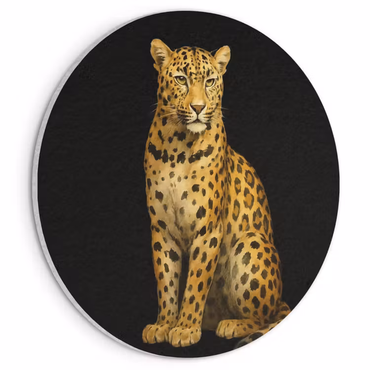 Akoestisch schilderij rond - Panter - Realistisch - Bruin — 1