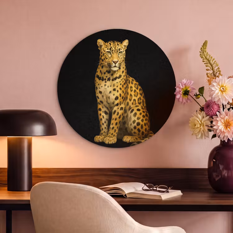 Akoestisch schilderij rond - Panter - Realistisch - Bruin — 2