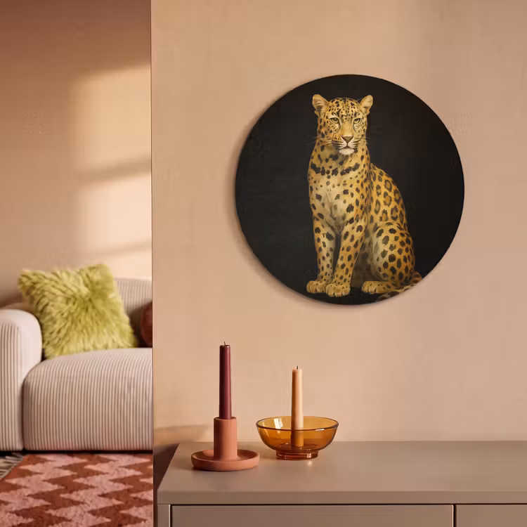 Akoestisch schilderij rond - Panter - Realistisch - Bruin — 3