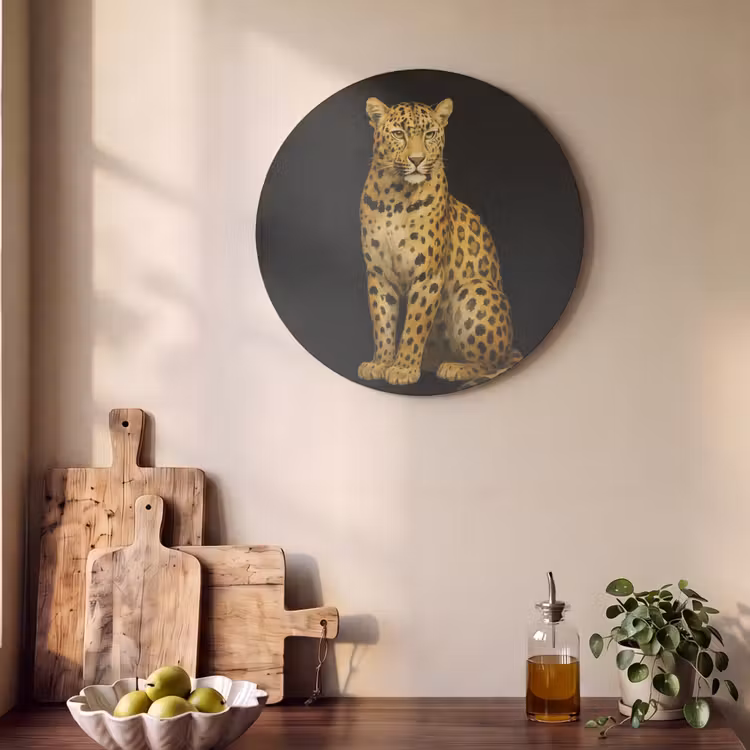 Akoestisch schilderij rond - Panter - Realistisch - Bruin — 4