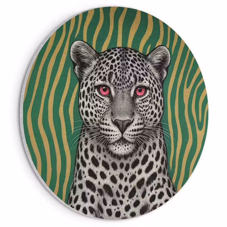Akoestisch schilderij rond - Panter - Zebrapatroon - Groen — 1