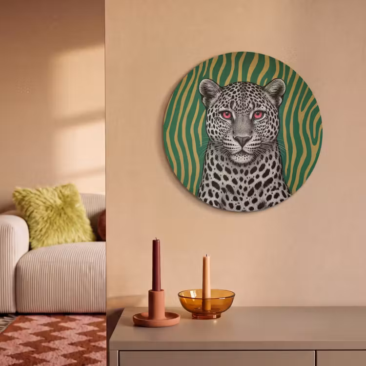 Akoestisch schilderij rond - Panter - Zebrapatroon - Groen — 3