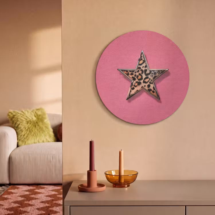 Akoestisch schilderij rond - Ster - Luipaard - Print - Roze — 3