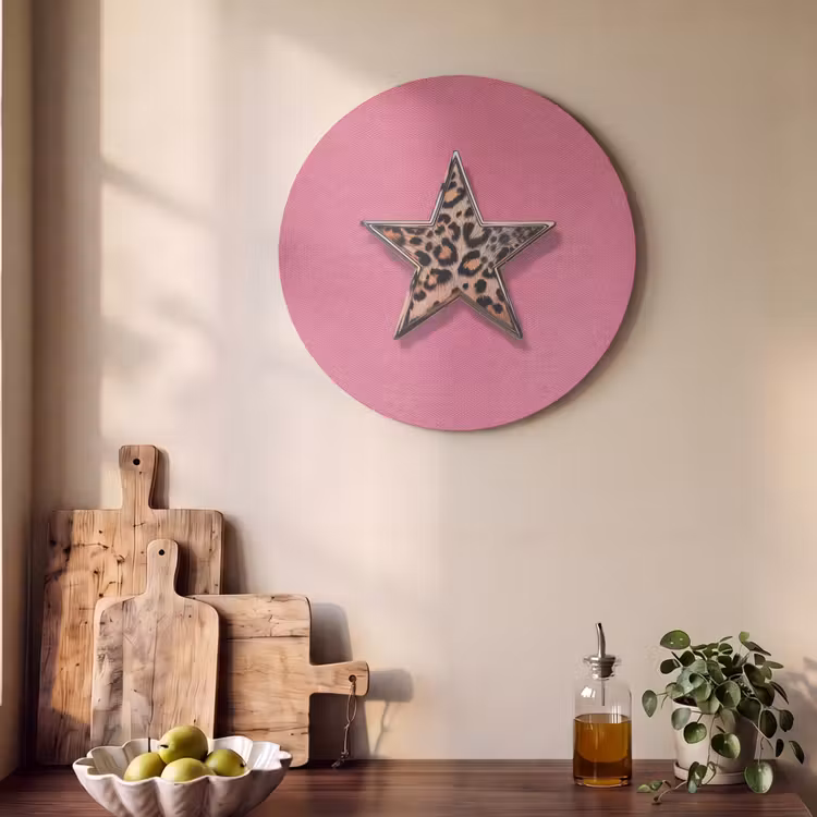 Akoestisch schilderij rond - Ster - Luipaard - Print - Roze — 4
