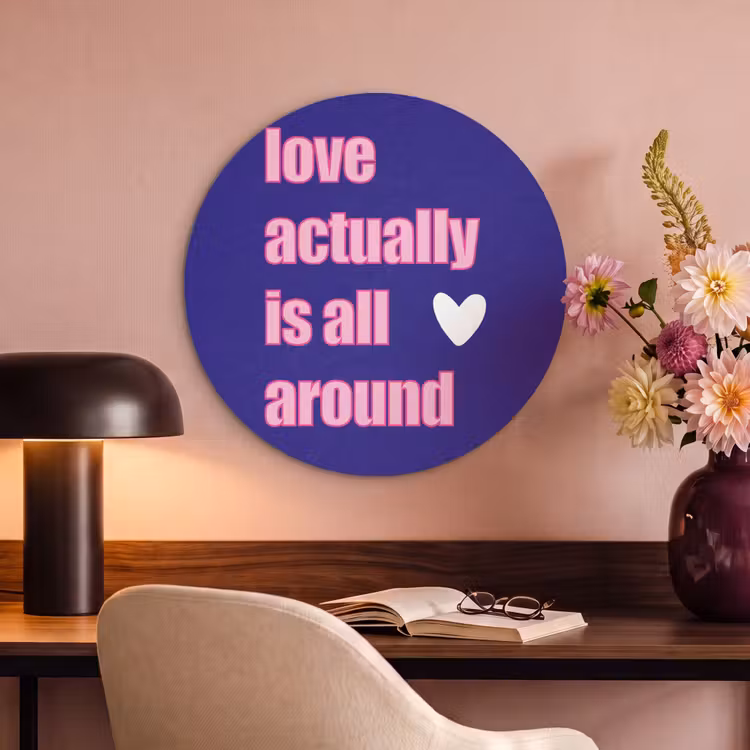 Akoestisch schilderij rond - Tekst - Valentijn - Love - Blauw — 2