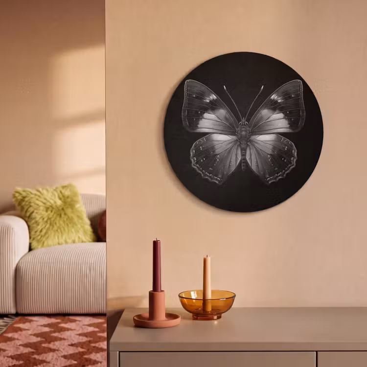 Akoestisch schilderij rond - Vlinder - Grijs - Mysterieus — 3