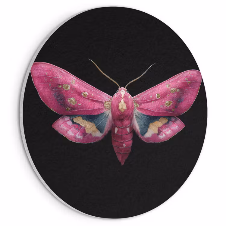 Akoestisch schilderij rond - Vlinder - Roze - Nachtvlinder — 1