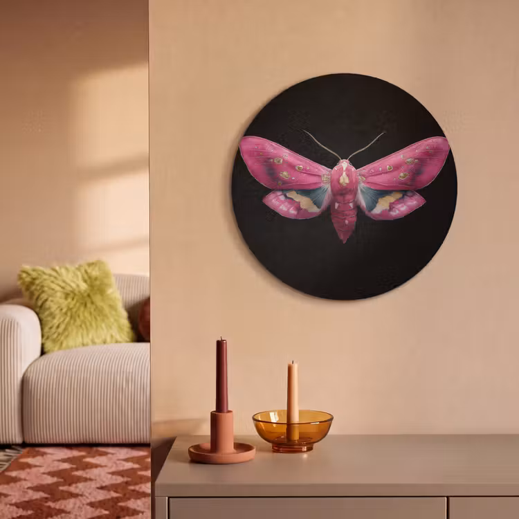 Akoestisch schilderij rond - Vlinder - Roze - Nachtvlinder — 3