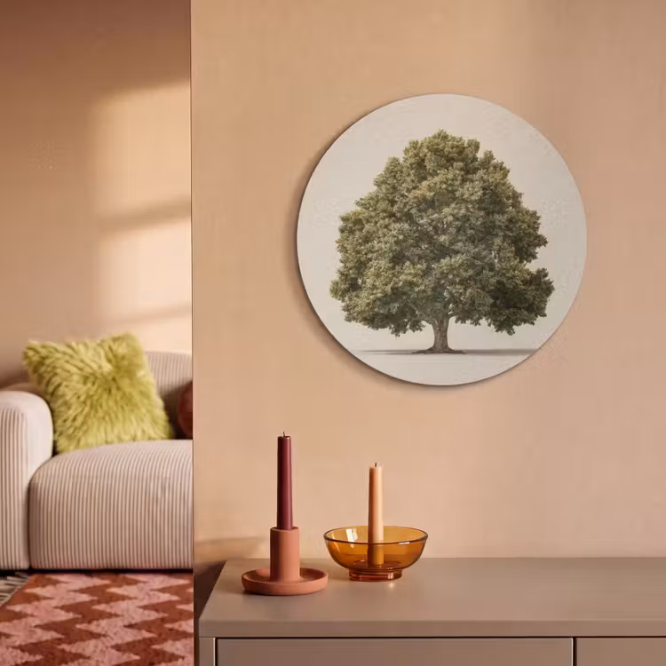 Akoestisch schilderij rond - Eikenboom - Groen - Lichte achtergrond — 3
