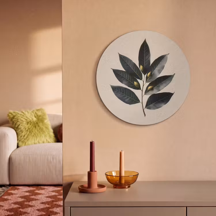Akoestisch schilderij rond - Laurierbladeren - Bloemknoppen - subtiel — 3
