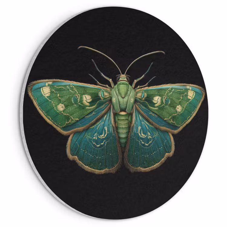 Akoestisch schilderij rond - Mot - Levendig - Groen — 1