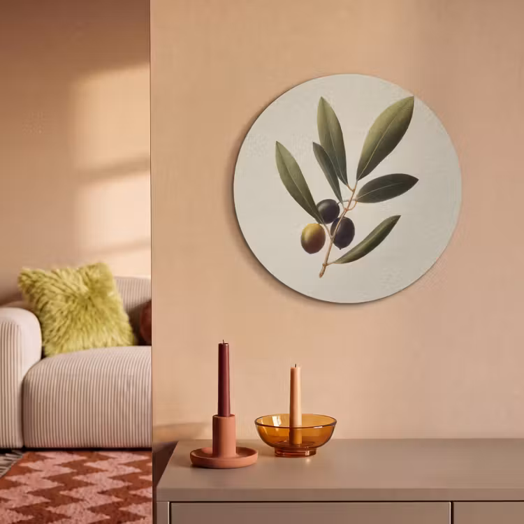 Akoestisch schilderij rond - Olijftak - Donkergroen - Olijven — 3