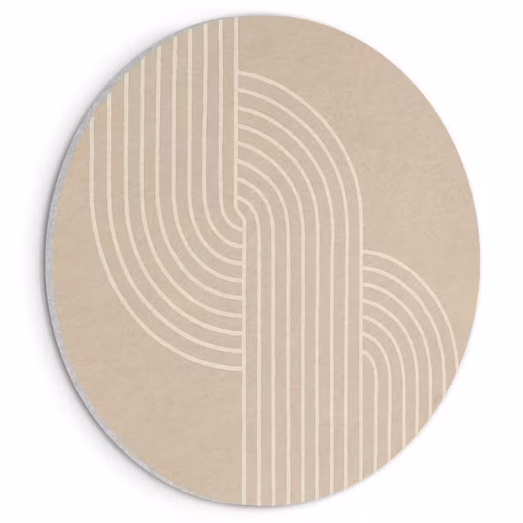Akoestisch schilderij rond - Parallelle lijnen - Lichte textuur - Beige — 1