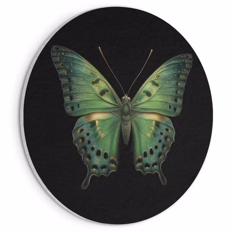 Akoestisch schilderij rond - Vlinder - Groen - Diepte — 1