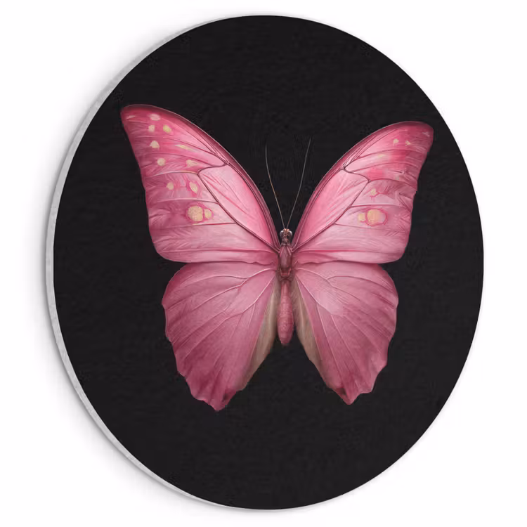 Akoestisch schilderij rond - Vlinder - roze - Elegant — 1