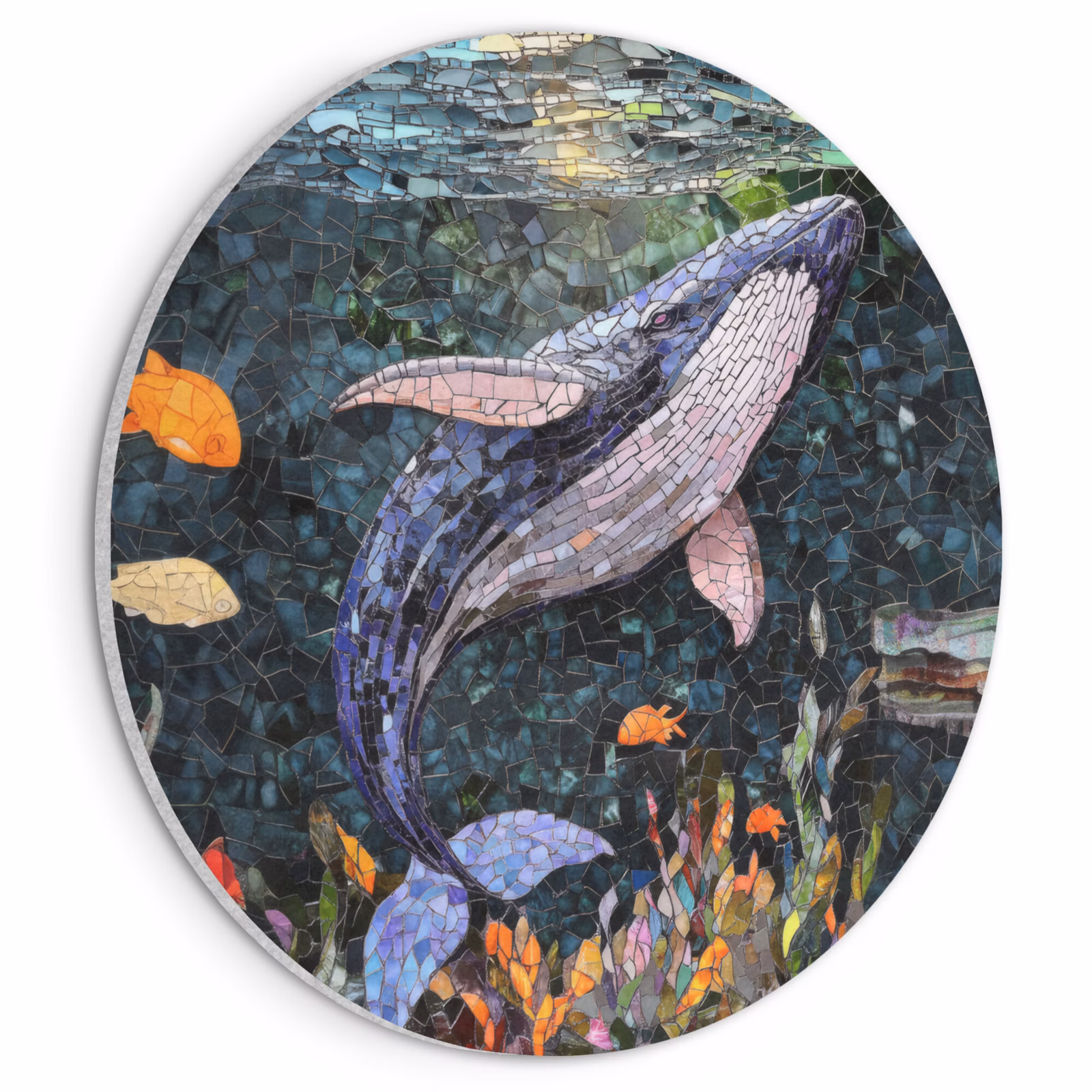 Akoestisch schilderij rond - Mozaïek - Walvis - Koraal - Water — 1
