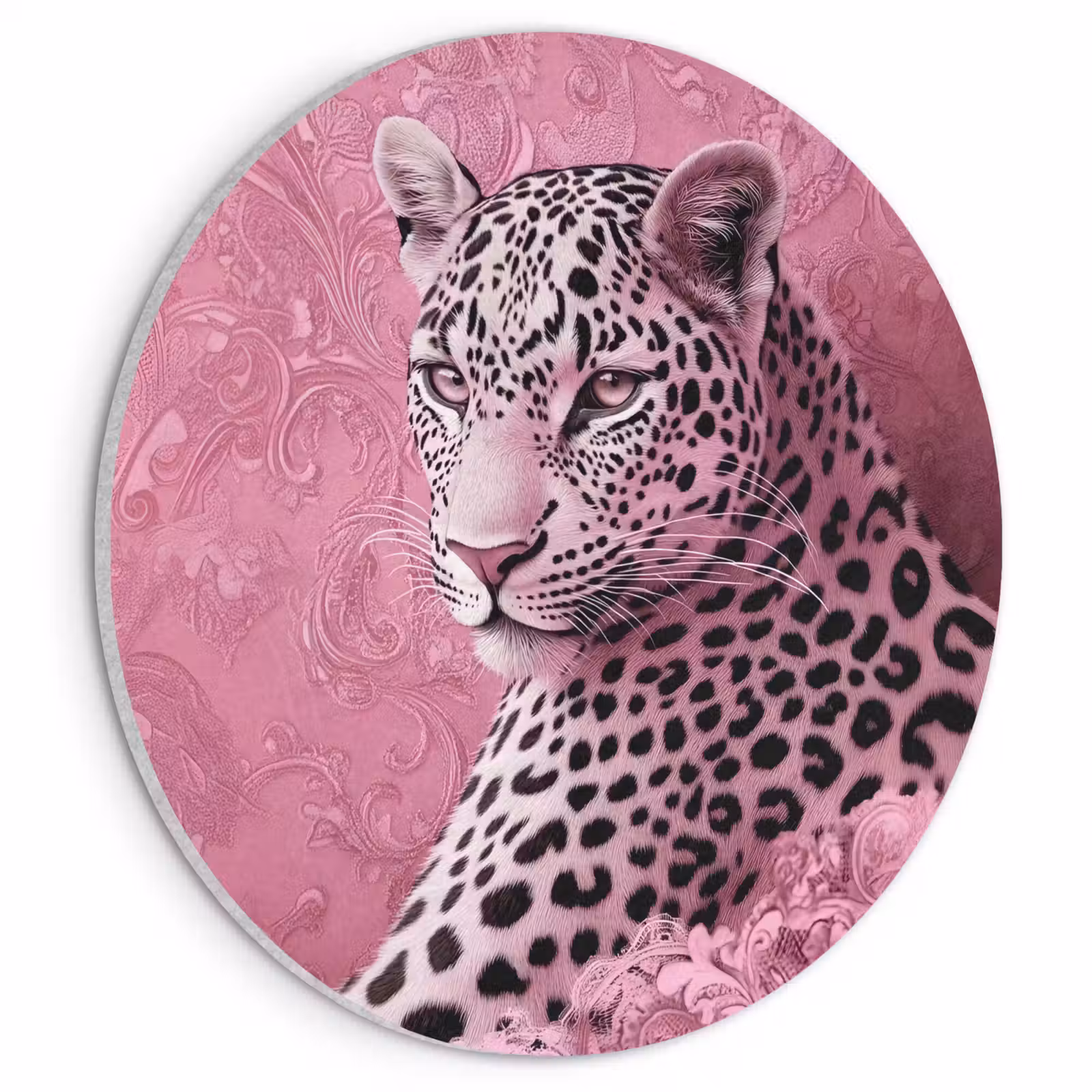 Akoestisch schilderij rond - Panter - Luxe - Roze — 1