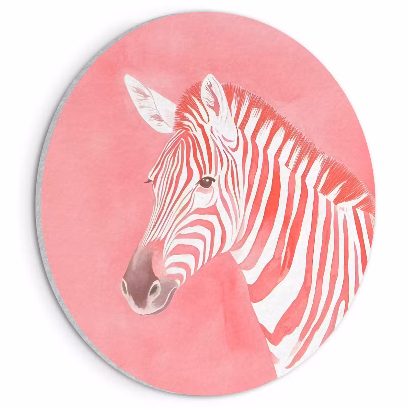 Akoestisch schilderij rond - Zebra - Pink - Verf — 1