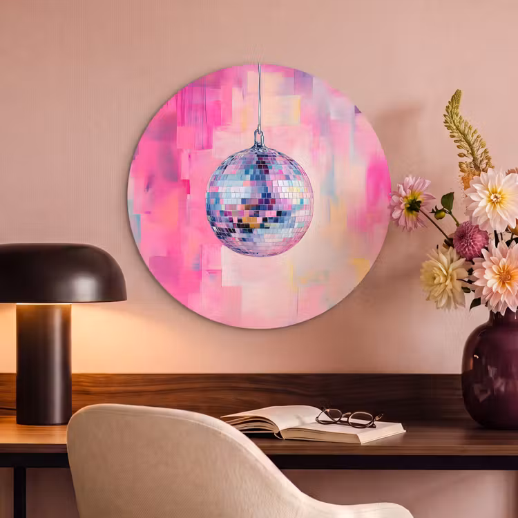 Akoestisch schilderij rond - Discobal - Pink - Verf — 2