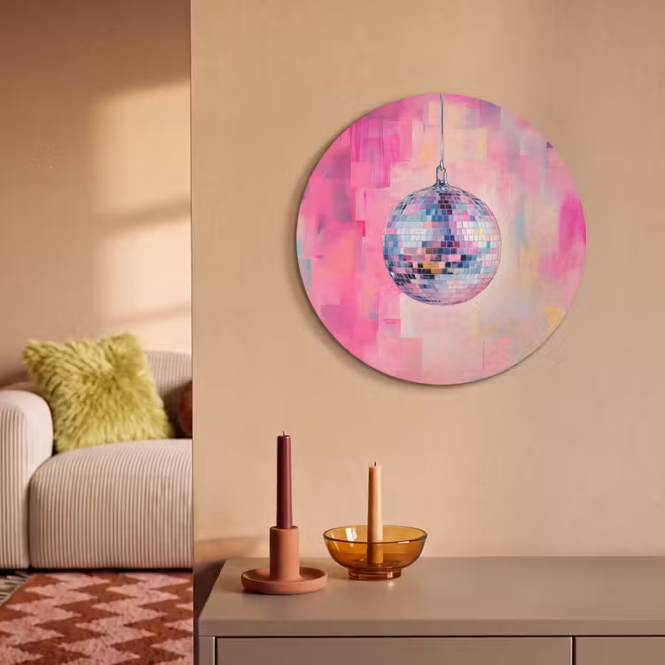 Akoestisch schilderij rond - Discobal - Pink - Verf — 3