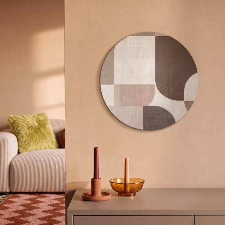 Akoestisch schilderij rond - Geometrisch - Geweven structuur - Modern — 3