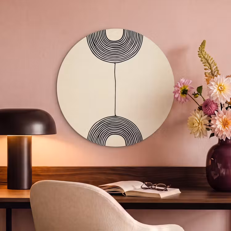 Akoestisch schilderij rond - Geometrische bogen - Minimalistisch - Symmetrisch — 2