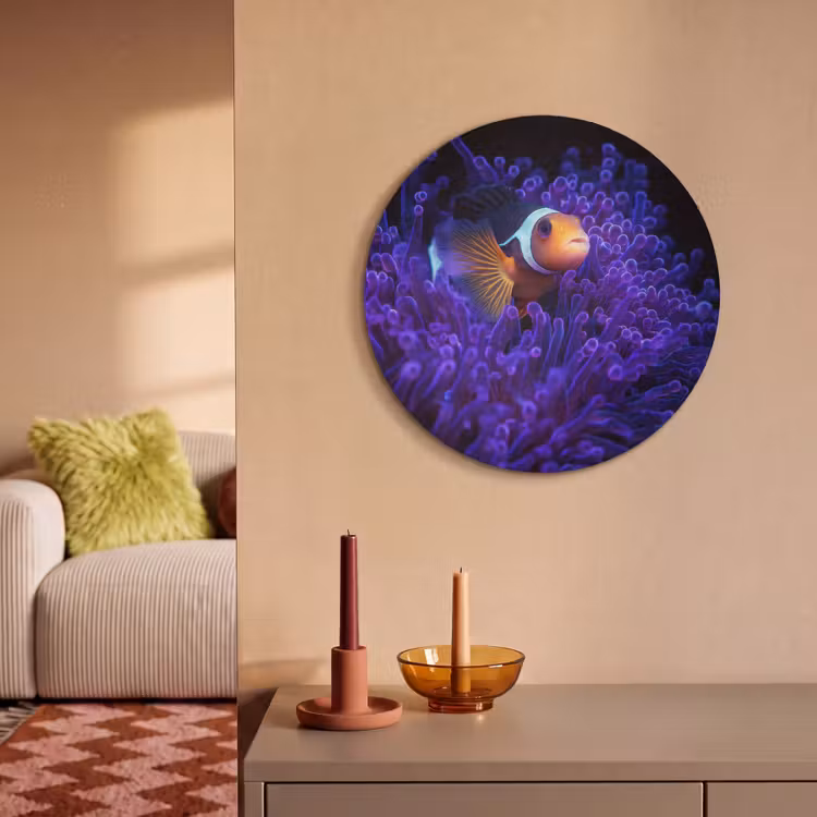 Akoestisch schilderij rond - Koraal - Vis - Oranje - Zee — 3