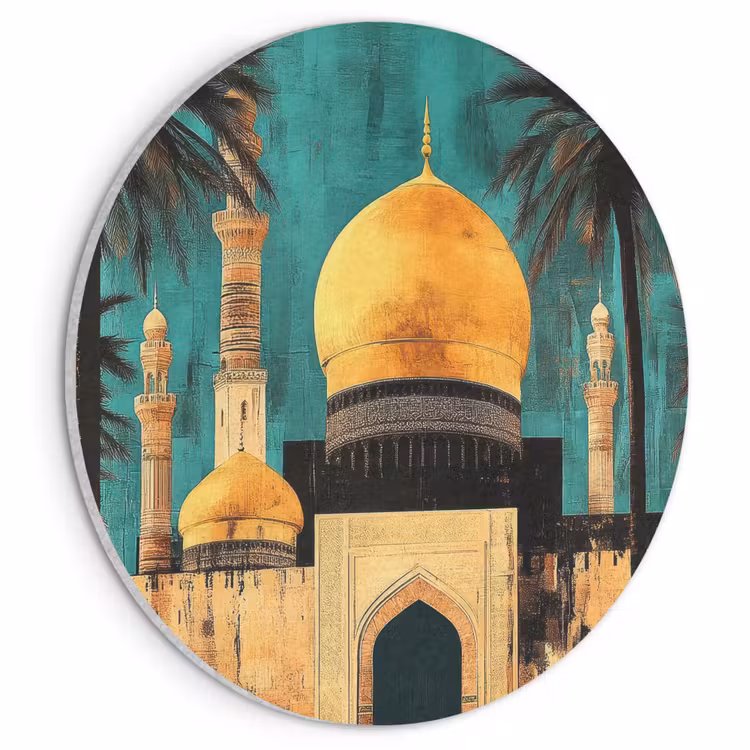 Akoestisch schilderij rond - Moskee - Goud - Arabisch - Islamitische — 1