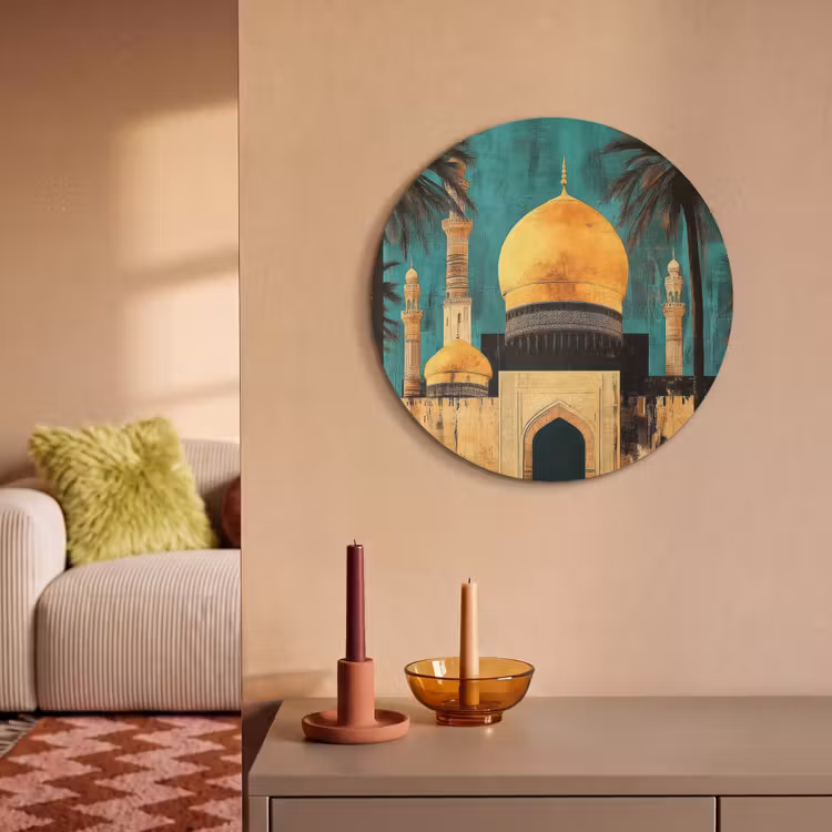 Akoestisch schilderij rond - Moskee - Goud - Arabisch - Islamitische — 3