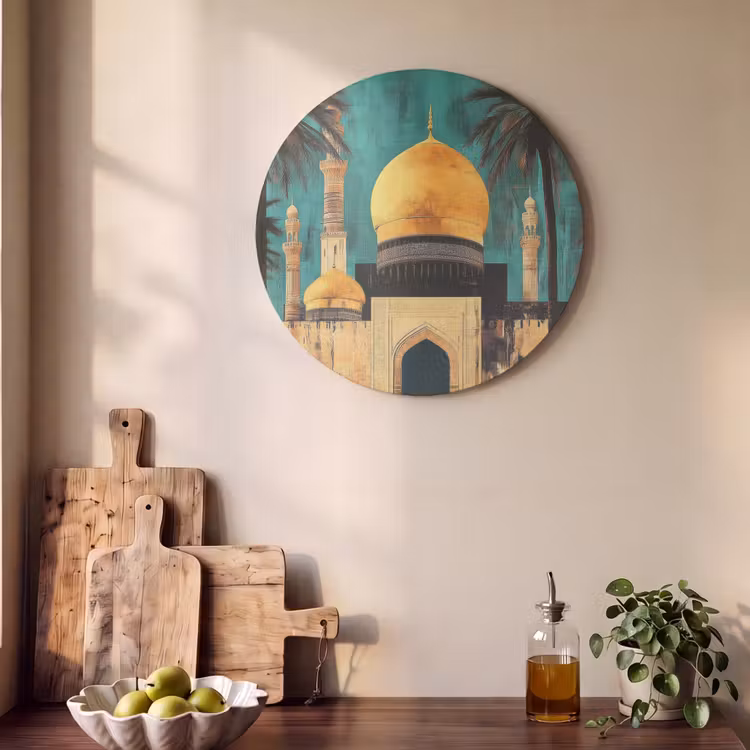 Akoestisch schilderij rond - Moskee - Goud - Arabisch - Islamitische — 4