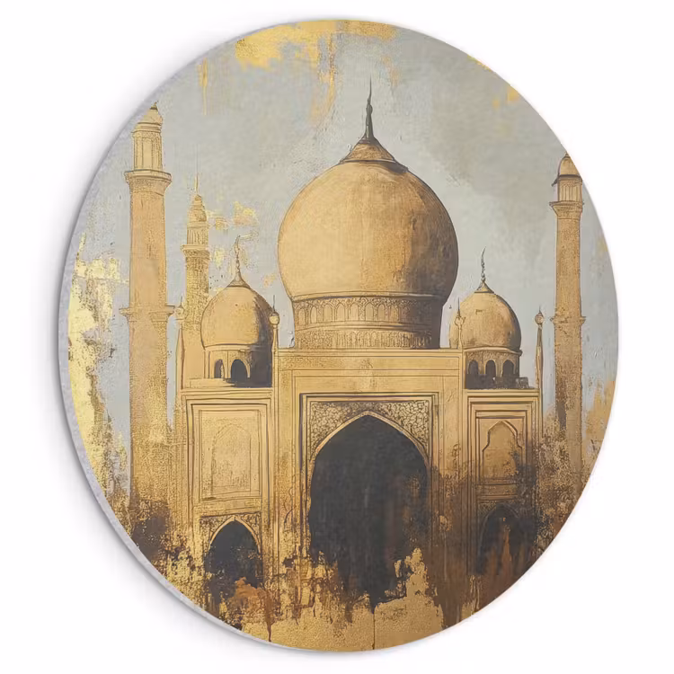 Akoestisch schilderij rond - Moskee - Goud - Arabisch - Ramadan - Islamitische — 1