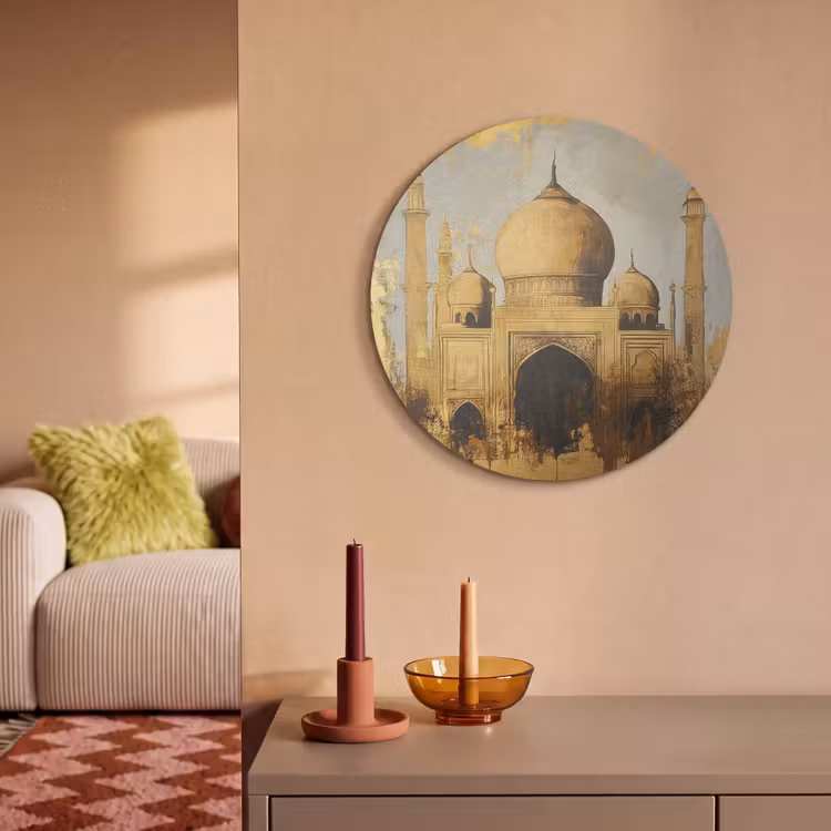 Akoestisch schilderij rond - Moskee - Goud - Arabisch - Ramadan - Islamitische — 3
