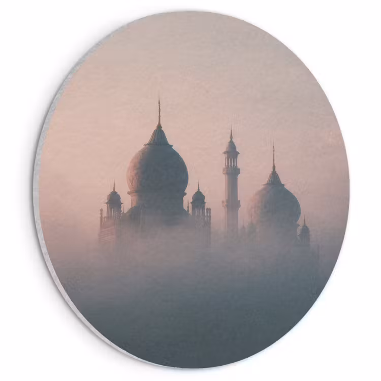 Akoestisch schilderij rond - Moskee - Minaretten - mist - Islamitisch — 1