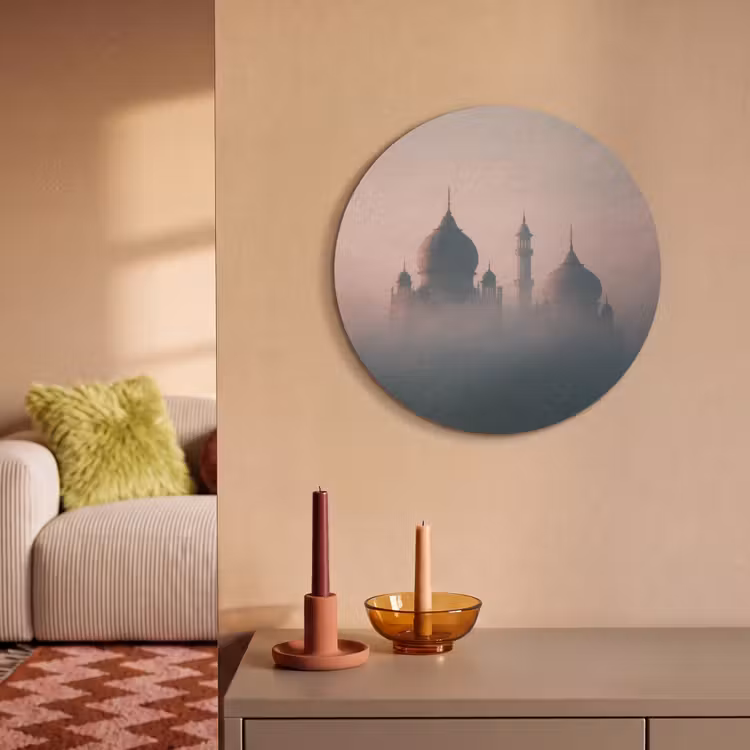 Akoestisch schilderij rond - Moskee - Minaretten - mist - Islamitisch — 3
