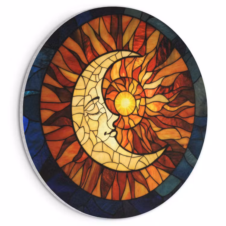 Akoestisch schilderij rond - Mozaïek - Glas - Maan - Donkerblauw — 1