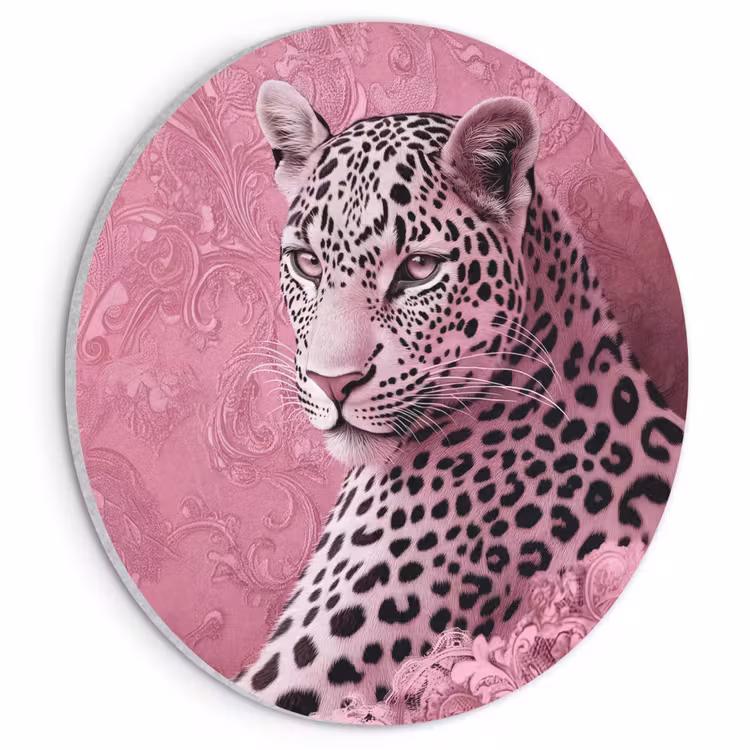 Akoestisch schilderij rond - Panter - Luxe - Roze — 1