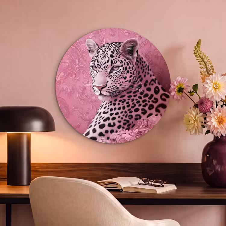 Akoestisch schilderij rond - Panter - Luxe - Roze — 2