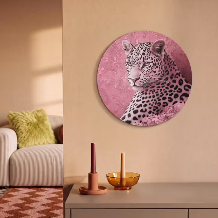 Akoestisch schilderij rond - Panter - Luxe - Roze — 3