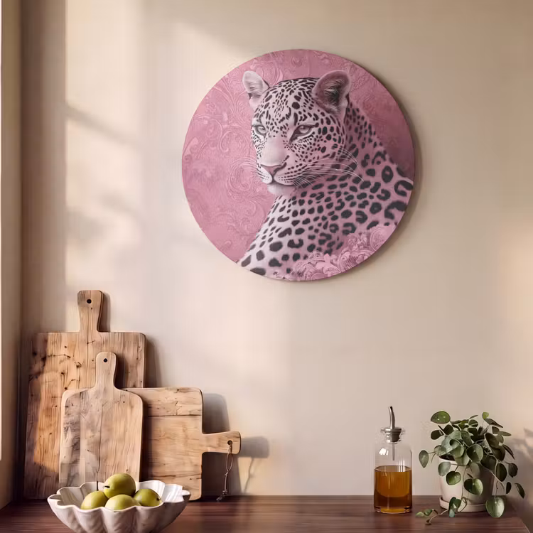 Akoestisch schilderij rond - Panter - Luxe - Roze — 4