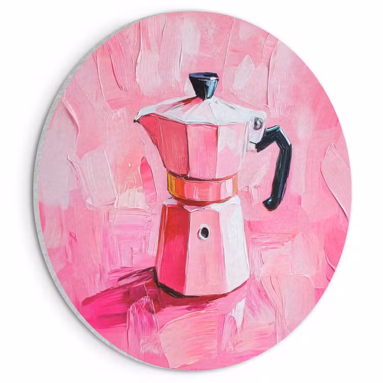 Akoestisch schilderij rond - Roze - Verf - Coffee — 1