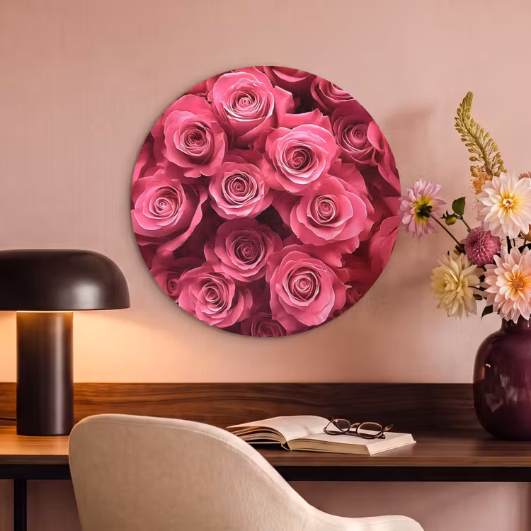 Akoestisch schilderij rond - Rozen - Pink - Bloem — 2