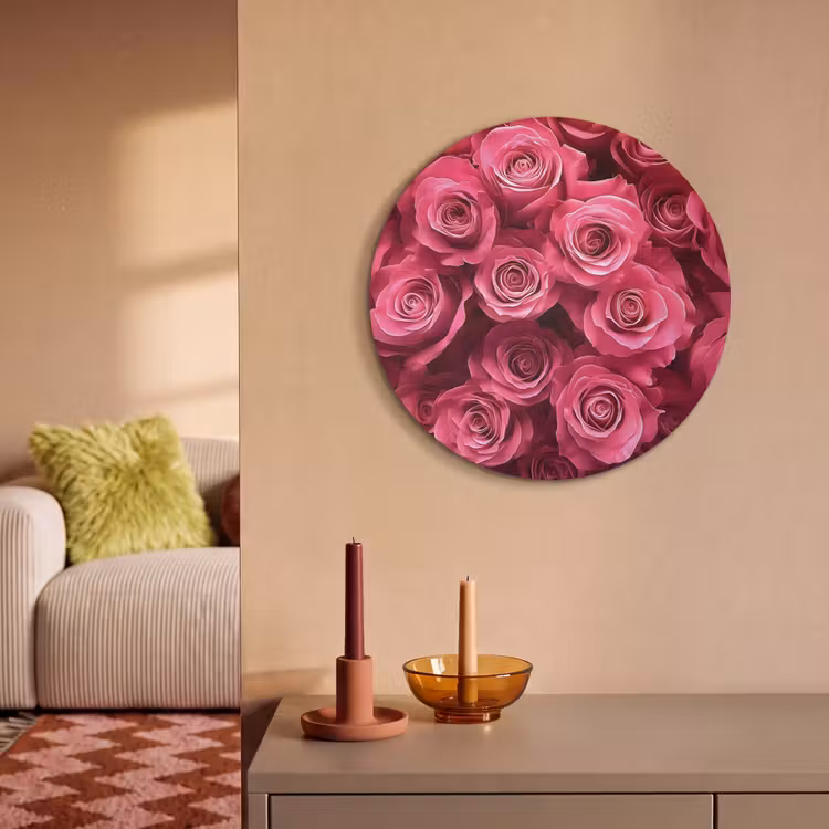 Akoestisch schilderij rond - Rozen - Pink - Bloem — 3