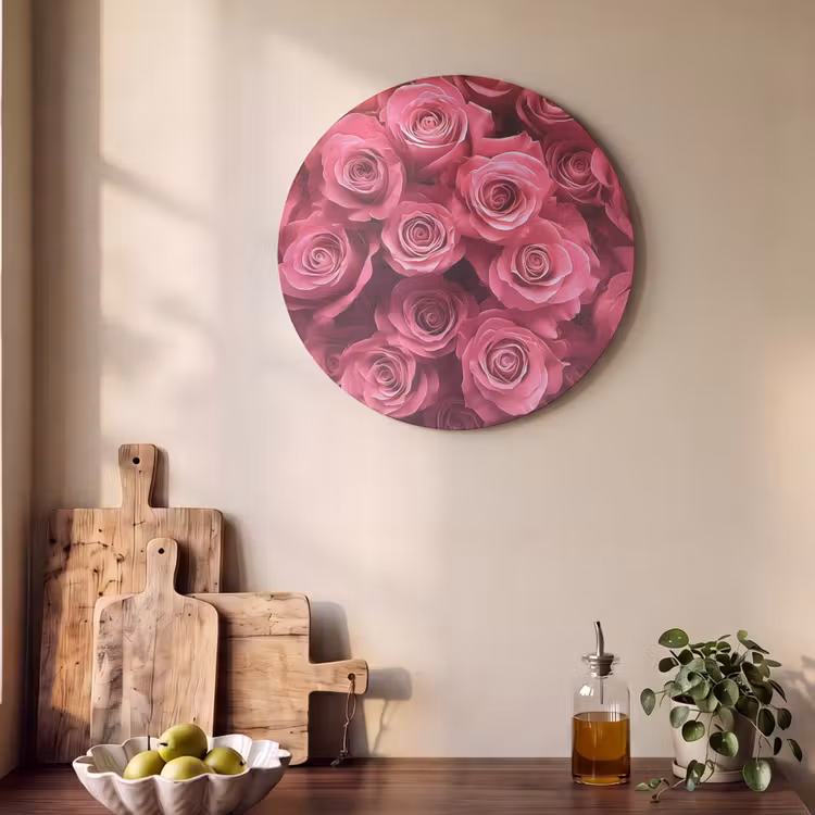 Akoestisch schilderij rond - Rozen - Pink - Bloem — 4