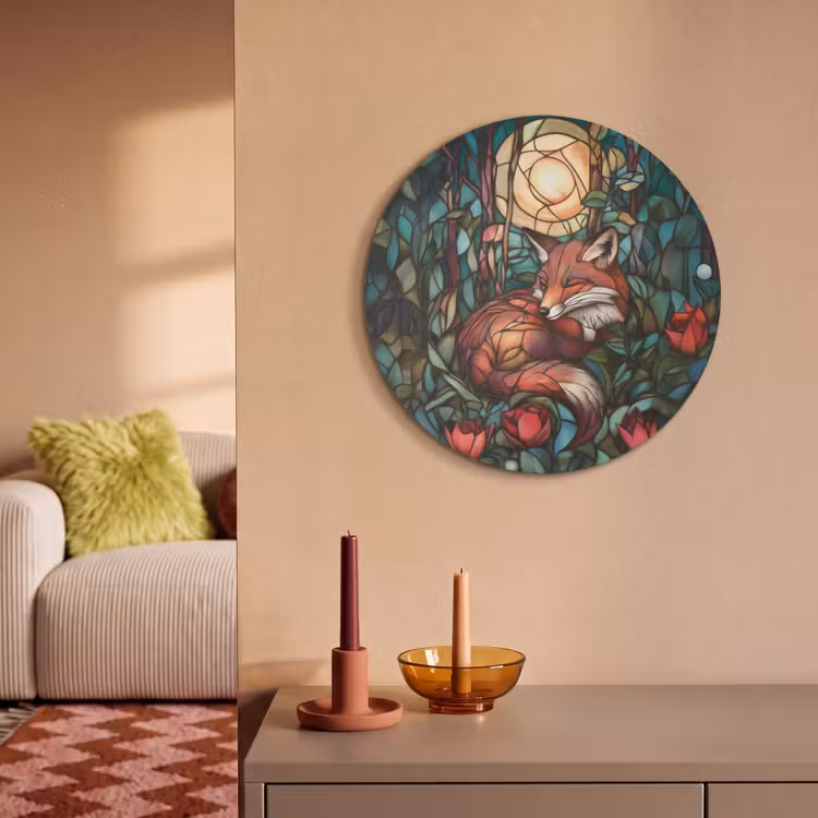 Akoestisch schilderij rond - Vos - Mozaïek - Bos - Maan — 3
