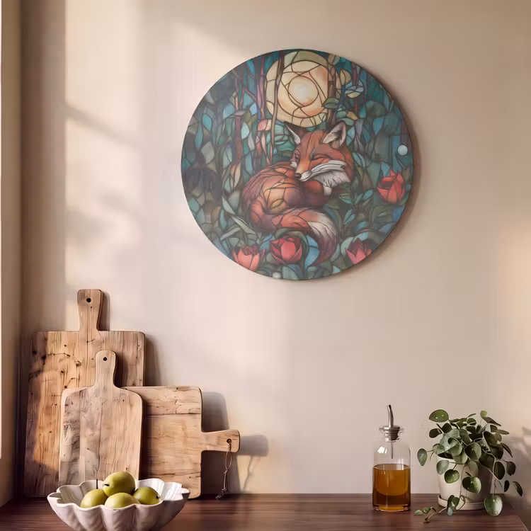 Akoestisch schilderij rond - Vos - Mozaïek - Bos - Maan — 4