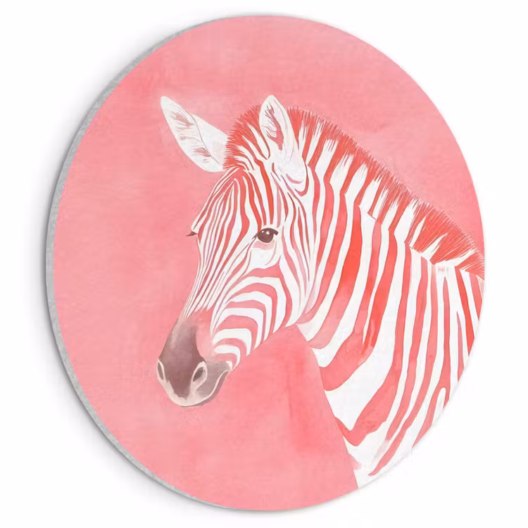 Akoestisch schilderij rond - Zebra - Pink - Verf — 1
