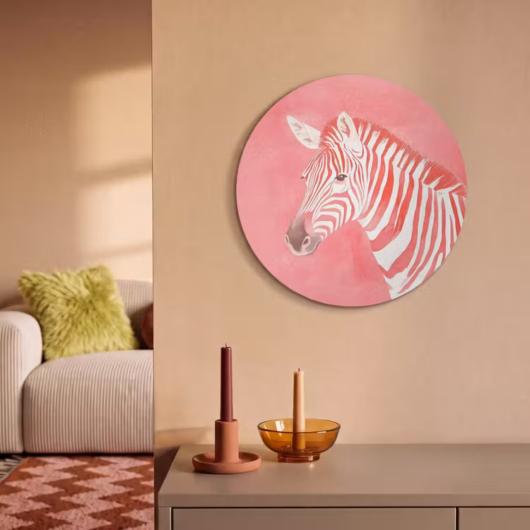 Akoestisch schilderij rond - Zebra - Pink - Verf — 3