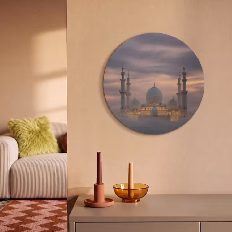 Akoestisch schilderij rond - Zonsondergang - Moskee - Wolken - Islamitisch — 3